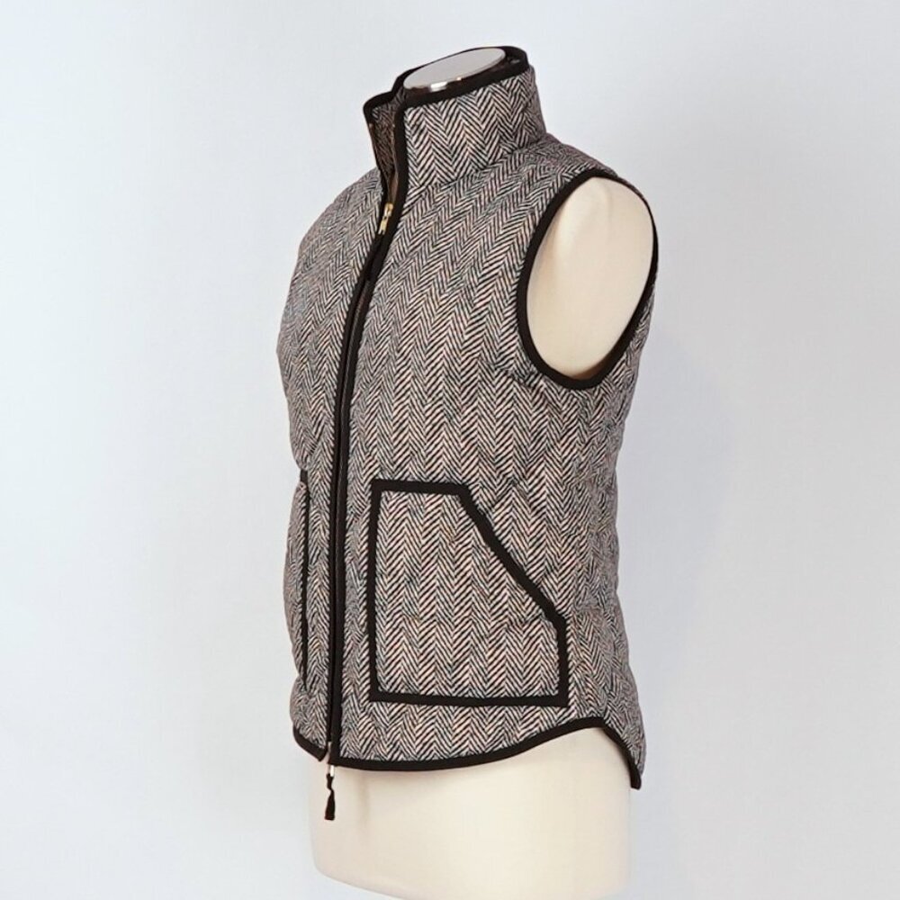 J Crew Excursion Herringbone Printed Quilted Down Puffer Vest  - Size Small - Picture 2 of 6